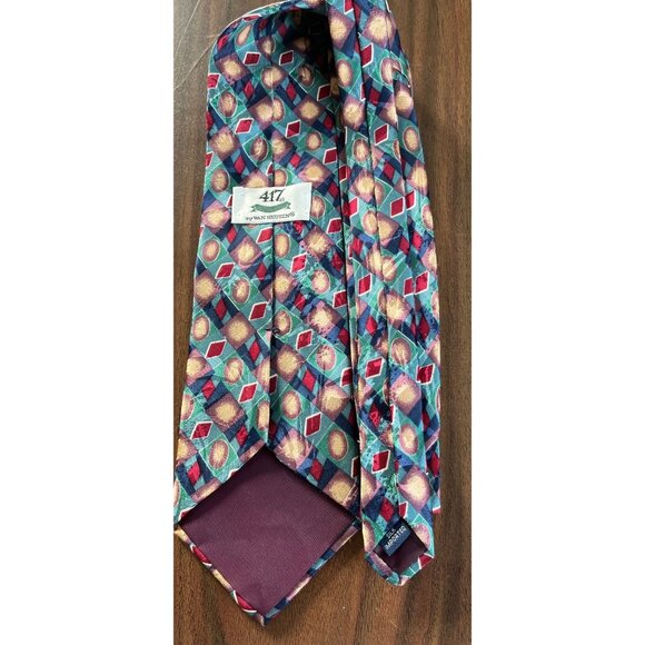 Vintage Men’s 417 By Van Heusen Tie Handmade All 100% Silk Stunning Abstract Geo - Picture 3 of 5